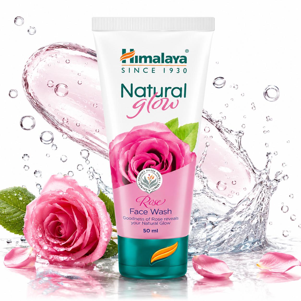 Himalaya Natural Glow Rose Face Wash | Gentle Cleansing Face Wash for Radiant Skin | 50ml