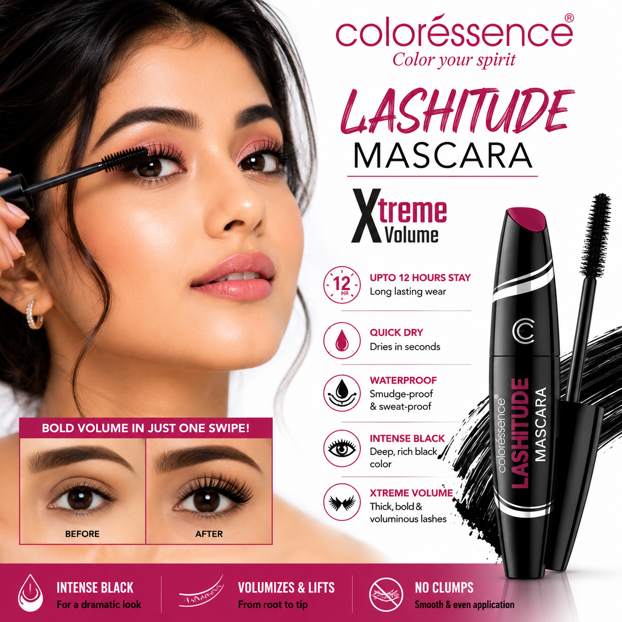 Coloressence Lashitude Xtreme Volume Waterproof Mascara 10ml | Buy Online