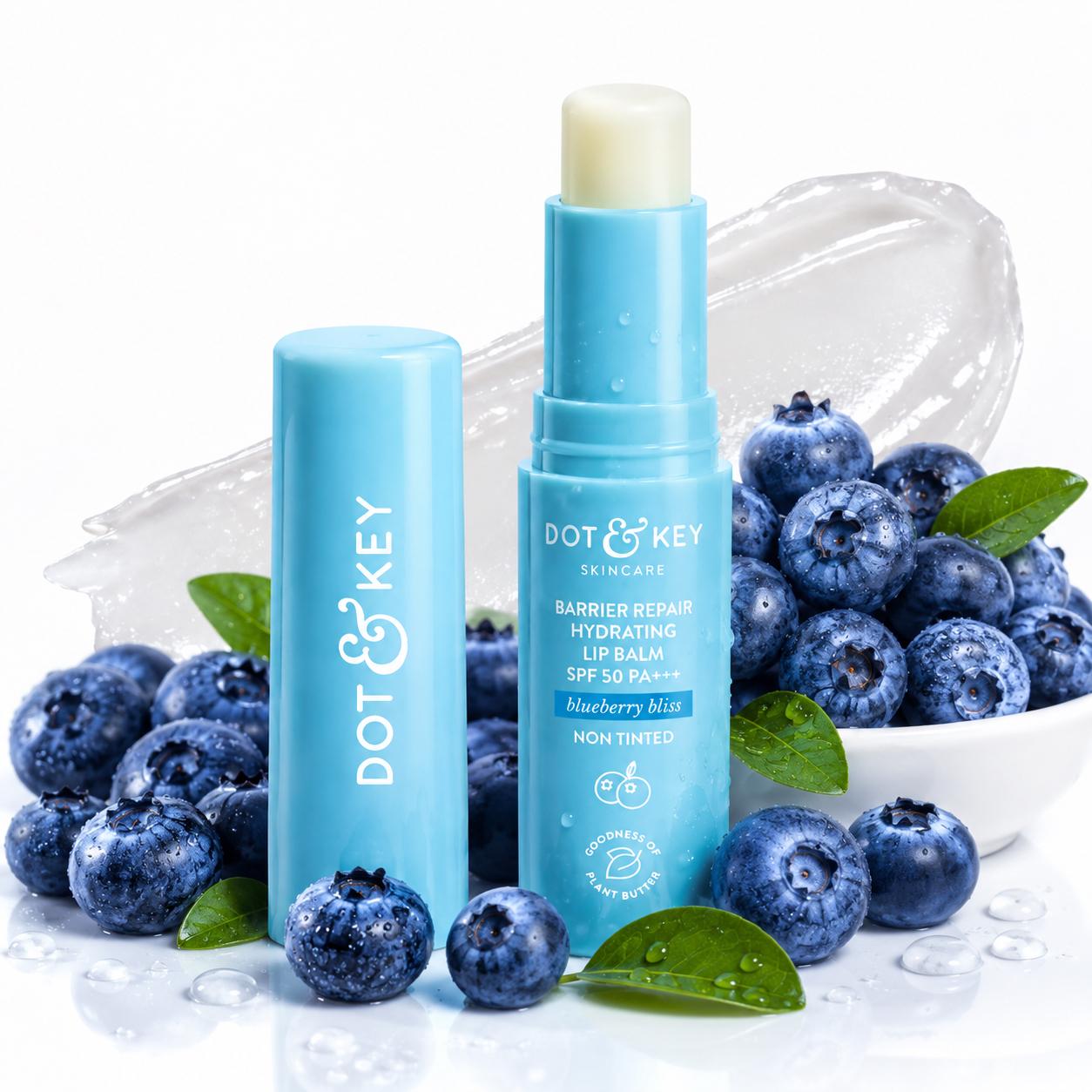 Dot & Key Barrier Repair Hydrating Lip Balm SPF 50 PA+++ - Blueberry Bliss | Non-Tinted Lip Balm | 4.5g
