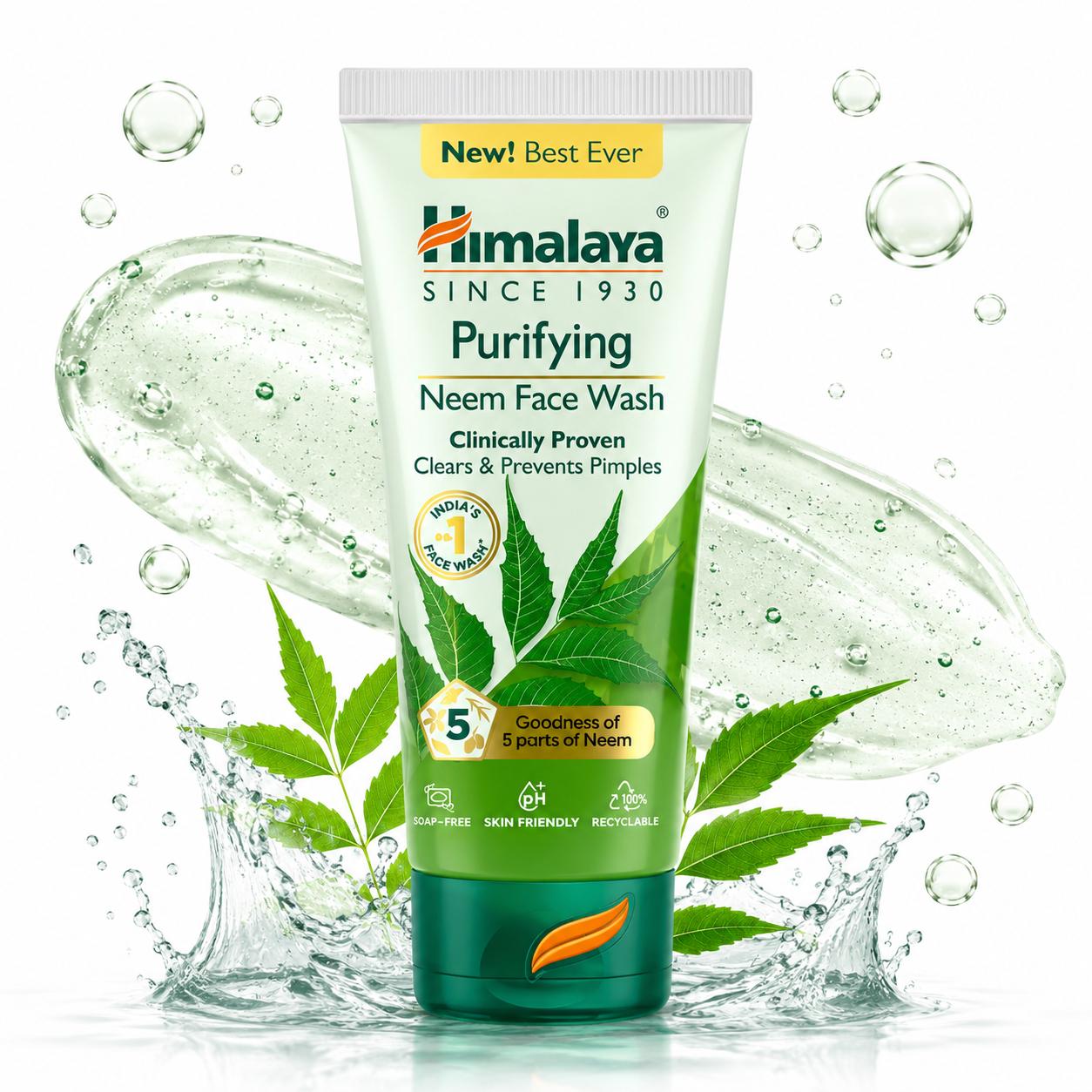 Himalaya Purifying Neem Face Wash | Clinically Proven Pimple Care Face Cleanser | 50ml